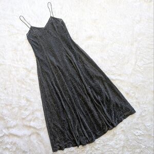 90s Vintage Lip Service Silver Metallic Princess Seam Formal Gown Size Medium